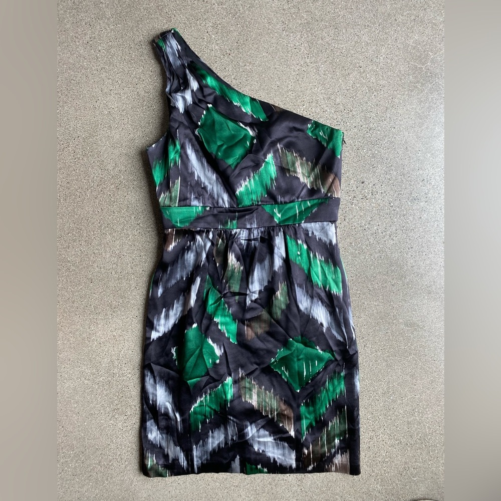 TIBI one shoulder dress - green/black - size 2